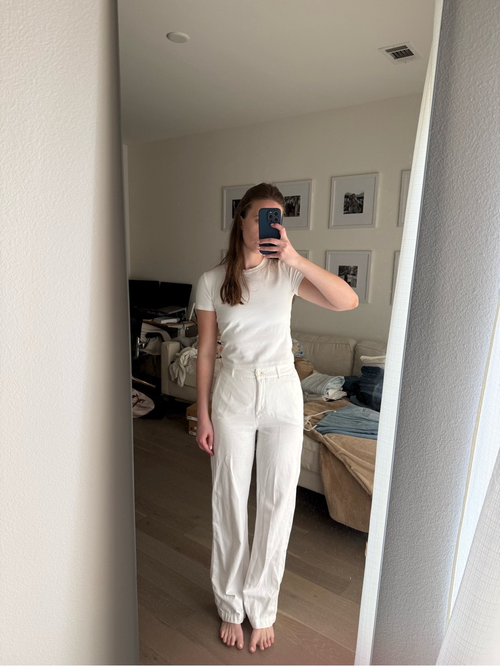 Zara White High-Rise Pants